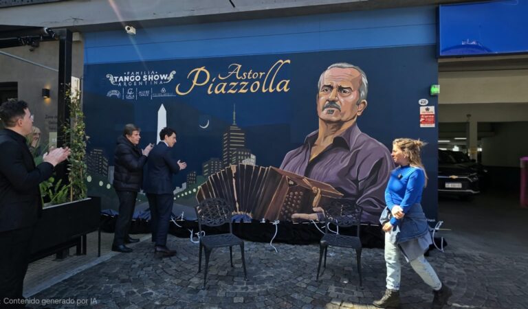 Mural de Astor Piazzola en Familia Tango Show